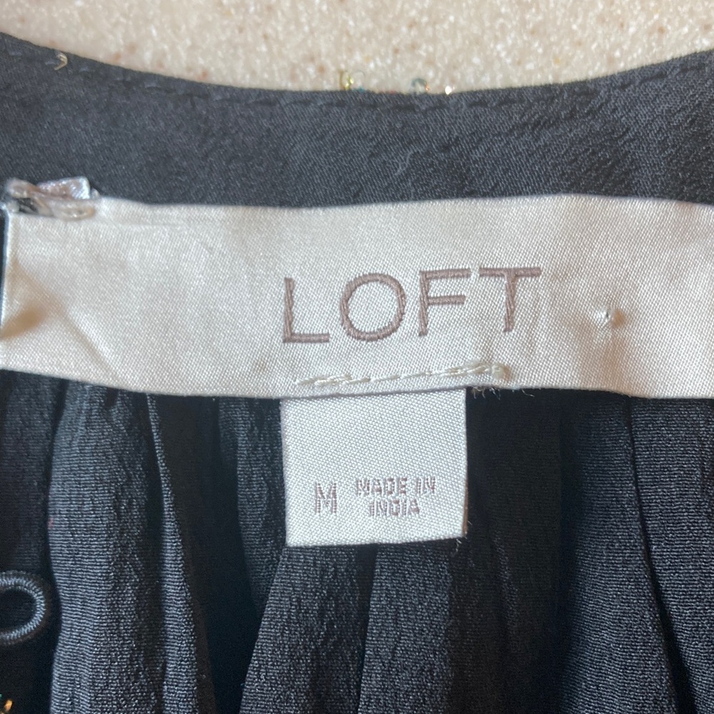 LOFT Black Blouse with Silver Sparkle Pattern Women Size Medium - Picture 10 of 11